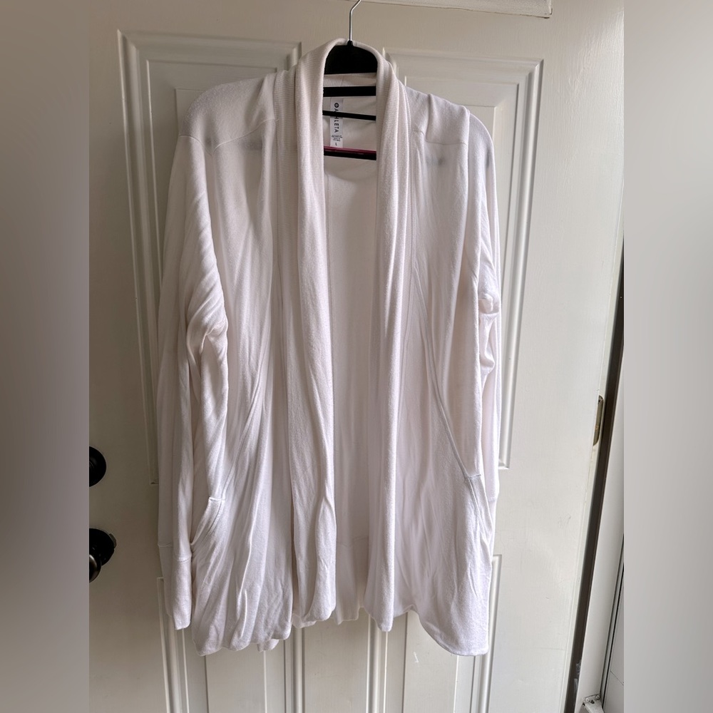 Athleta warm white pranayama wrap sweater